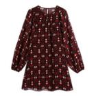 Long-sleeve Geometric Print Mini A-line Dress