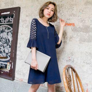 Panel Sleeve A-line Chiffon Dress