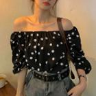 Off-shoulder Dotted Top Top - One Size