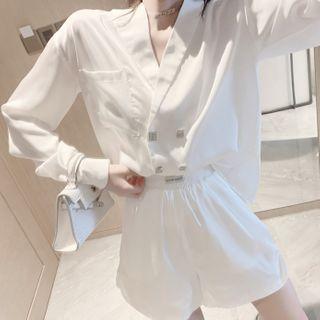 V-neck Blazer / Wide-leg Pants