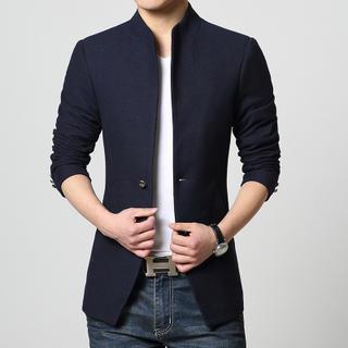 Stand Collar Long Blazer