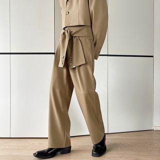 Lace-up Straight Leg Dress Pants