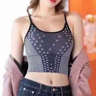 Star Print Cropped Knit Camisole Top