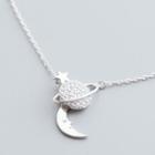 925 Sterling Silver Moon Necklace S925 Silver - Silver - One Size