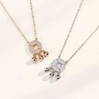 Coin & Bell Rhinestone Pendant Sterling Silver Necklace
