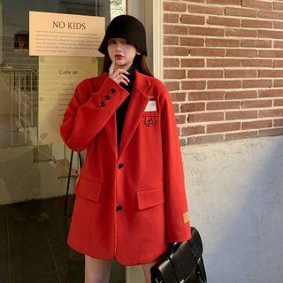 Embroider Oversize Blazer / Plain Pleated Skirt