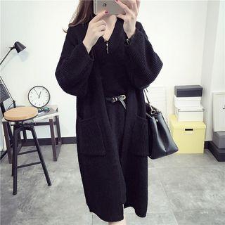 Set : Sleeveless Knit Dress + Cardigan