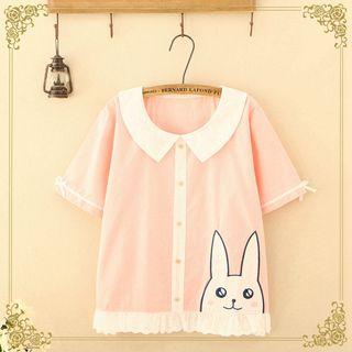 Rabbit Embroidered Short-sleeve Top