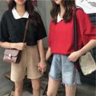 Short-sleeve Polo Neck Color Block T-shirt