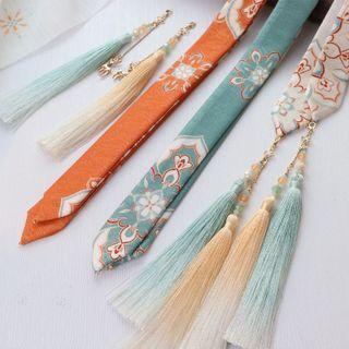 Print Tasseled Hair Tie