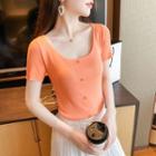 Short-sleeve Buttoned Tank Top