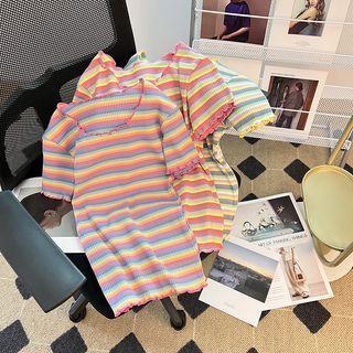 Rainbow Striped Short-sleeve Top