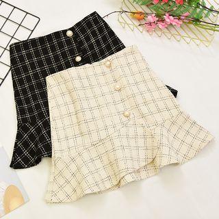 Flare Hem Plaid A-line Skirt