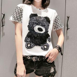 Short-sleeve Embellished Bear T-shirt