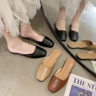Square Toe Croc Grain Mules