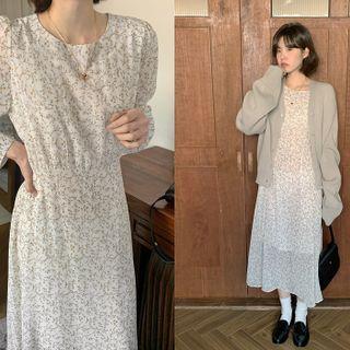 Ditsy Flower Chiffon Long Dress