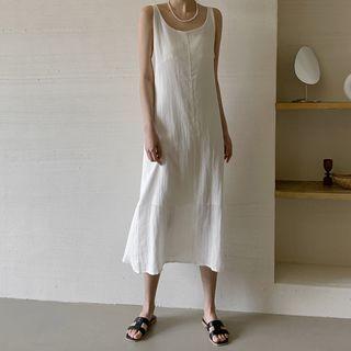 Twisted-strap Maxi Linen Blend Dress