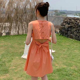 Plain Open Back Sleeveless A-line Dress