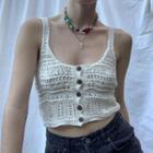 Plain Square Neck Button-through Top