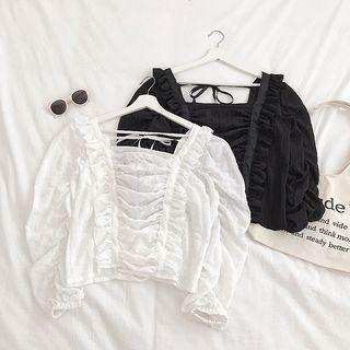 Chiffon Frilled Long-sleeve Blouse