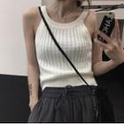 Cable Knit Sleeveless Cropped Knit Top