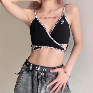 Contrast Trim Wrap Cropped Camisole Top