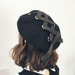 Lace Up Beret Hat
