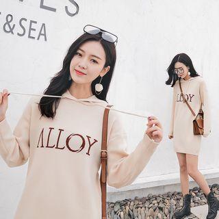Hooded Long-sleeve Knit Dress As Shown In Figure - One Size