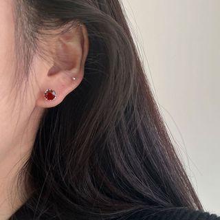 Rhinestone Sterling Silver Stud Earring 1 Pair - Eh1257 - Silver - One Size