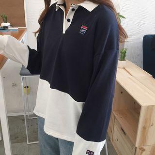 Color-block Long-sleeve Polo Shirt