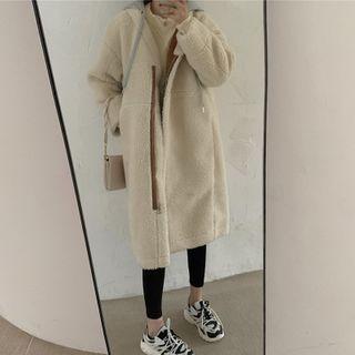 Fleece Midi Coat Beige - One Size