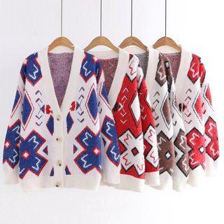 Jacquard Cross Cardigan
