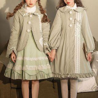 Lace Trim Bow Button Coat