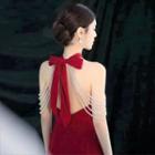 Halter Beaded Cocktail Dress (various Designs)