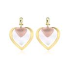 Fashion Romantic Plated Gold Tri-color Heart-shaped Earrings Golden - One Size