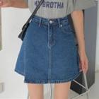 High-waist Asymmetrical A-line Denim Mini Skirt