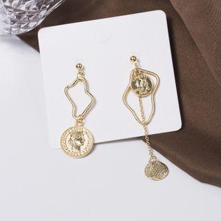 Asymmetrical Coin Drop Earrings As Shown In Figure - One Size