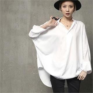 Dolman-sleeve Half-placket Shirt