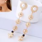 Faux Pearl Alloy Bead Dangle Earring Gold - One Size