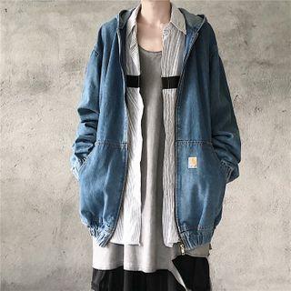 Couple Matching Hooded Zip Denim Jacket