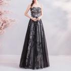 Strapless Embellished A-line Evening Gown