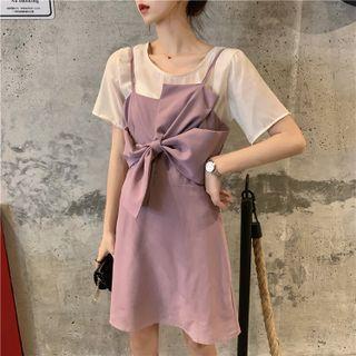 Strappy Bow A-line Dress / Short-sleeve T-shirt