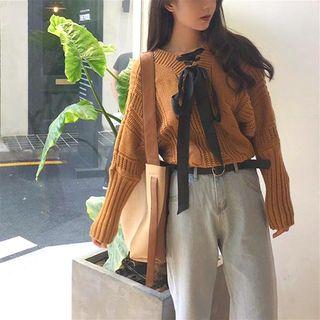 Bow Two-way Batwing-sleeve Sweater