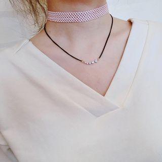 Rhinestone Layered Lace Choker