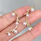 Faux Pearl Branch Earring Gold - One Size