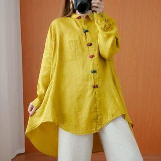 Long-sleeve Frog-button Blouse