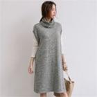 Turtle-neck Sleeveless Sweater Dress