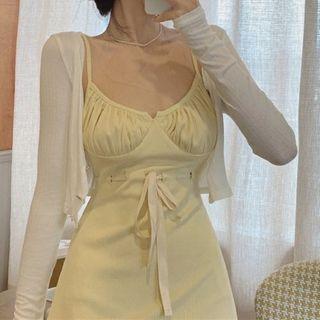 Spaghetti Strap Mini A-line Dress / Cropped Cardigan