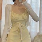 Spaghetti Strap Mini A-line Dress / Cropped Cardigan