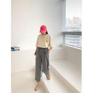 Smiley-printed Loose-fit T-shirt